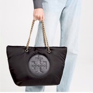 Tory Burch Ella chain Puffy large Black bag